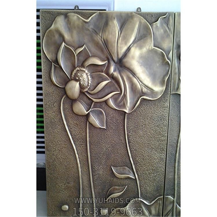 铜雕庭院浮雕荷叶荷花壁画摆件博鱼网页版