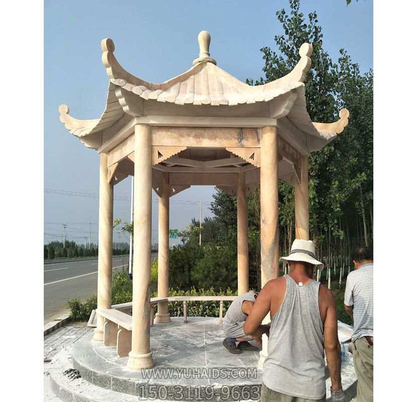 村庄街道景观摆放休闲大理石凉亭博鱼网页版