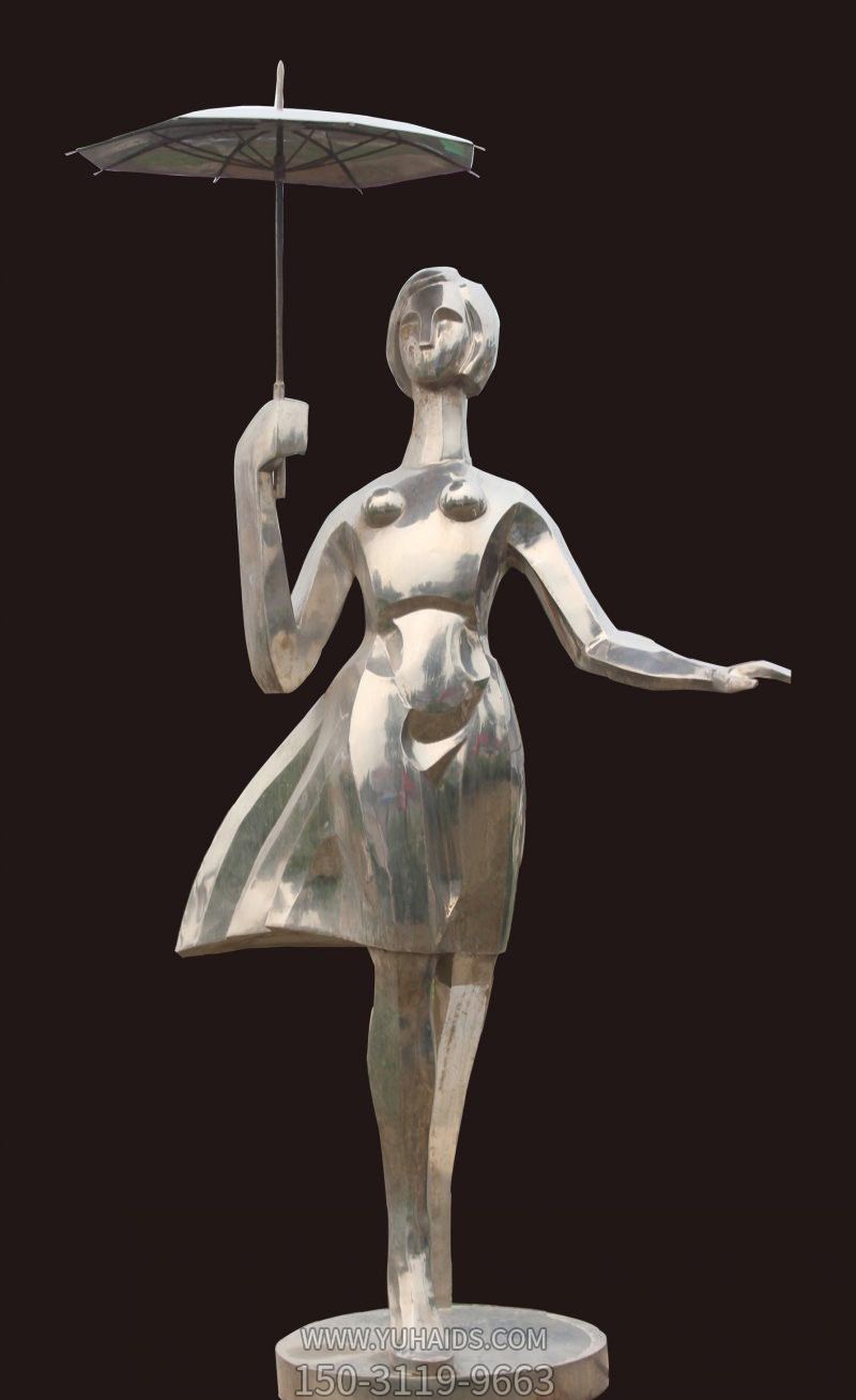 不锈钢公园景区打雨伞的小女孩博鱼网页版