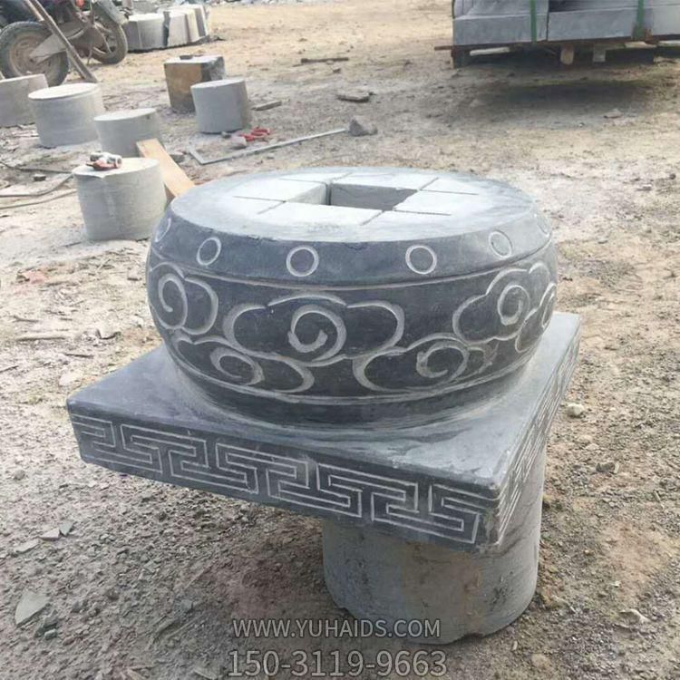 景区庭院门前装饰青石雕雕花刻字柱墩 老石水缸博鱼网页版