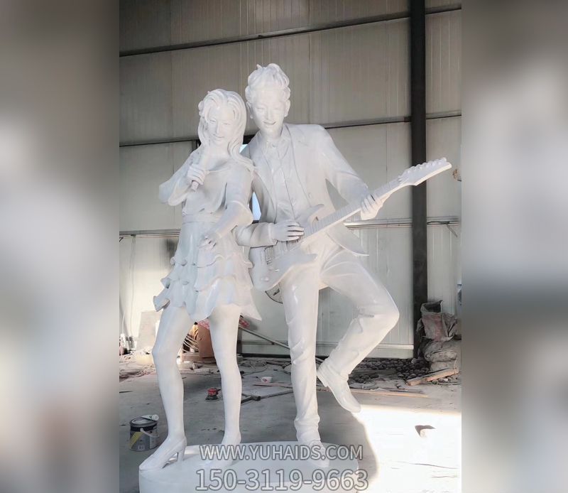 大理石情侣弹吉他石雕弹博鱼网页版