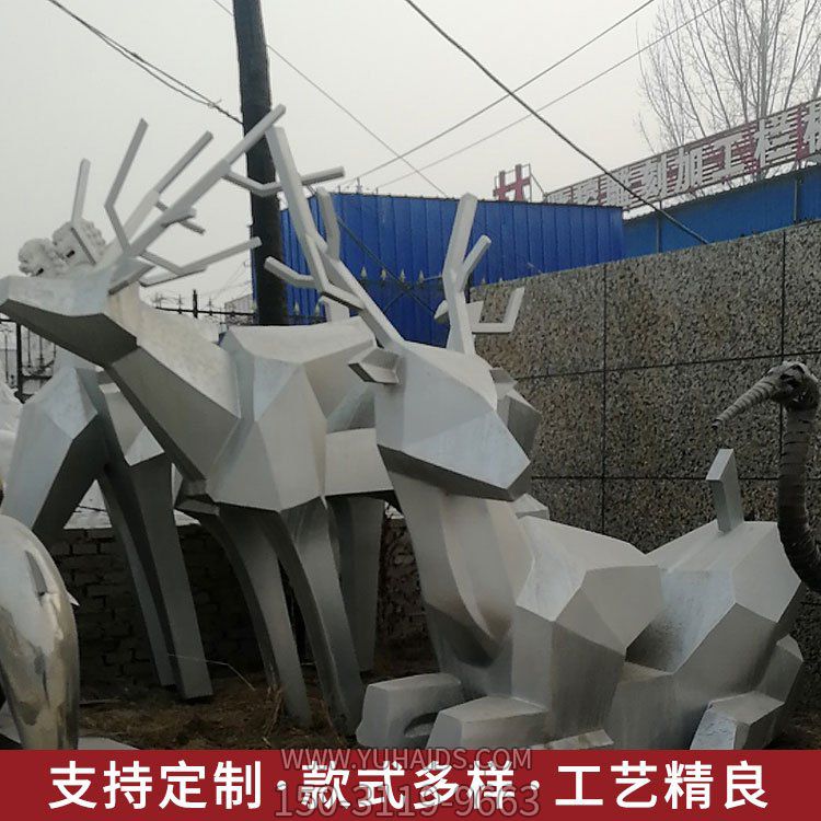 不锈钢博鱼网页版定制大型校园广场户外景观鹿圆环月亮抽象园林景观博鱼网页版