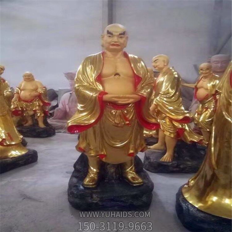 寺庙景区玻璃钢彩绘大型景观十八罗汉博鱼网页版