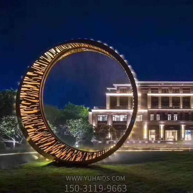 广场水景不锈钢抽象圆环创意镂空圆环博鱼网页版