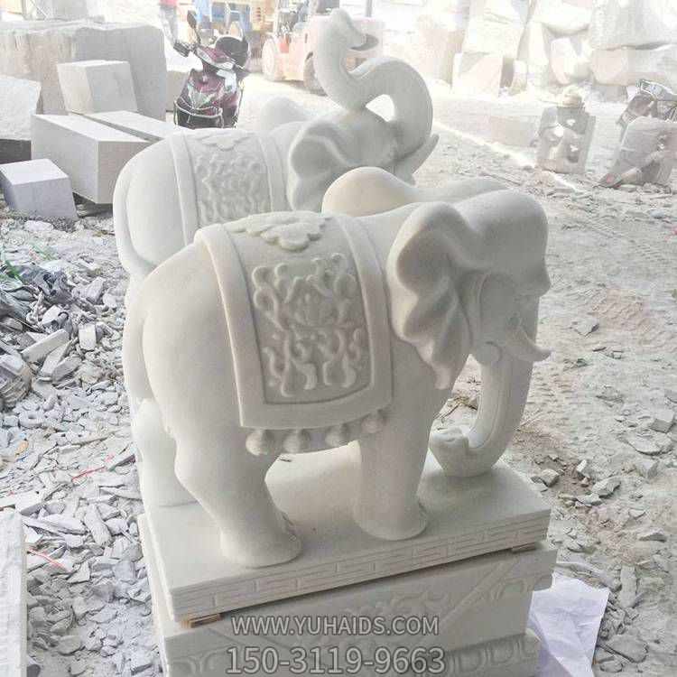 庭院门口汉白玉石雕镇宅大象博鱼网页版
