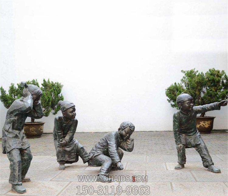 庭院放鞭炮的小孩小品铜雕儿童博鱼网页版