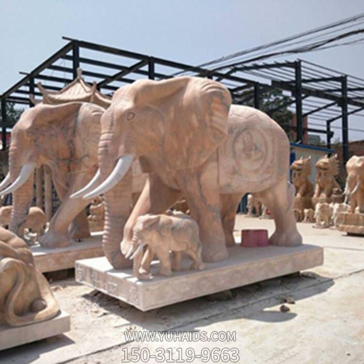 晚霞红石雕大型庭院别墅门口大象博鱼网页版