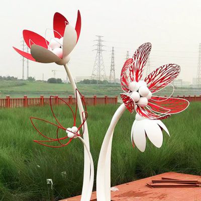 不锈钢镂空花朵博鱼网页版公园广场户外落地 摆件