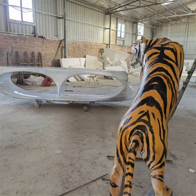 大型园林景观动物博鱼网页版玻璃钢仿真老虎