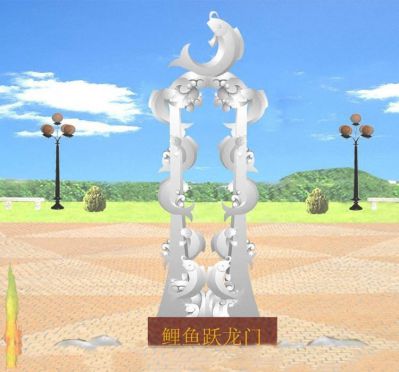 广场上摆放的多条玻璃钢创意鲤鱼博鱼网页版