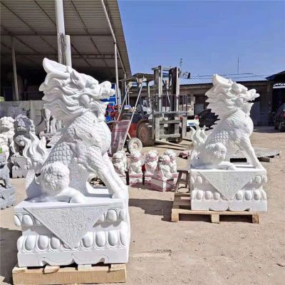 公园人物博鱼网页版仿古汉白玉石狮子