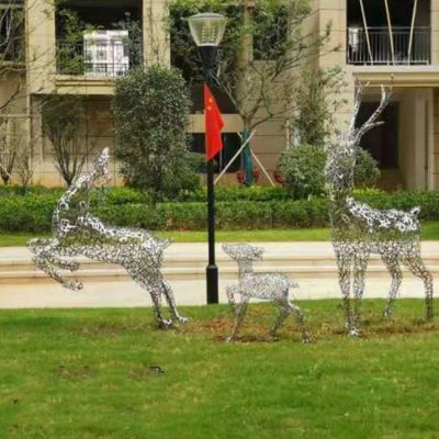 园林绿地摆放不锈钢镂空鹿博鱼网页版小品