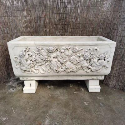 汉白玉石雕水槽水缸