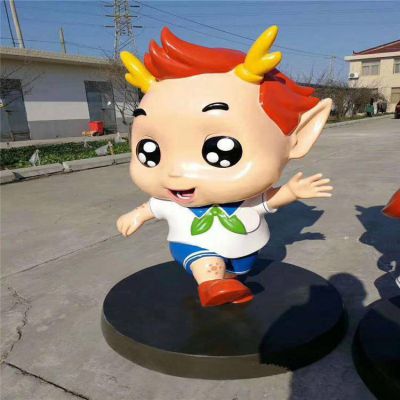 玻璃钢卡通彩绘小龙人公仔商场游乐园宣传摆件