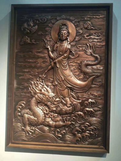 乘龙观音(骑龙观音)锻铜浮雕壁画