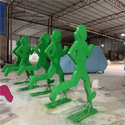 不锈钢剪影彩绘跑步的抽象人物博鱼网页版