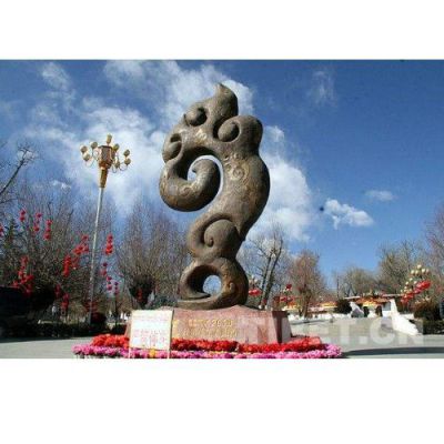 广场玻璃钢仿铜抽象火苗标志景观博鱼网页版