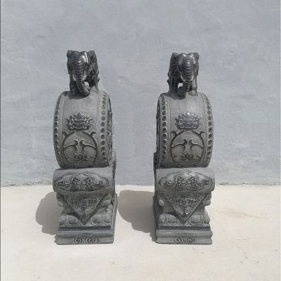 青石石雕庭院驿站门口大型一对镇宅抱鼓石