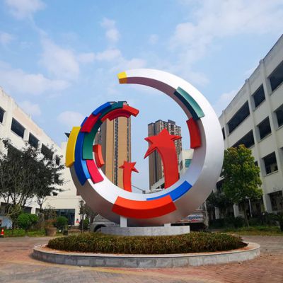 不锈钢彩绘园林景观抽象圆环博鱼网页版