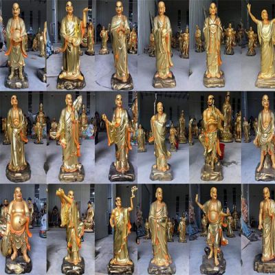 寺庙大型玻璃钢彩绘喷金烤漆十八罗汉博鱼网页版