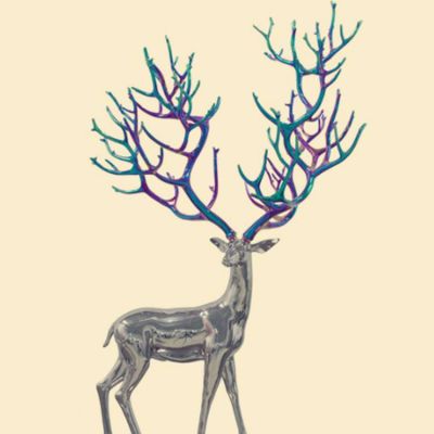 广场摆放不锈钢镜面烤漆大树枝鹿博鱼网页版