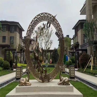 酒店会所广场不锈钢金属圆环博鱼网页版摆件