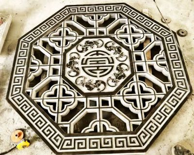 青石仿古镂空窗花庭院装饰砖雕 中式围墙院墙面装饰浮雕