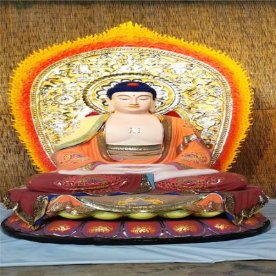 玻璃钢彩绘大型寺庙供奉三宝佛博鱼网页版