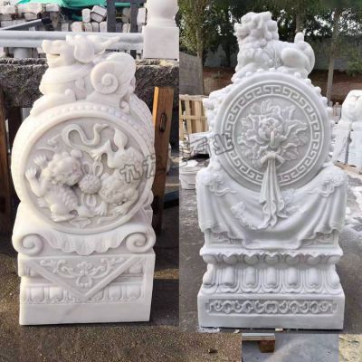 庭院门口摆放的大理石青石石雕抱鼓石博鱼网页版
