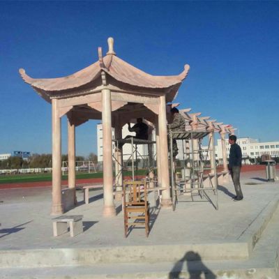 户外园林景区大型大理石石雕凉亭博鱼网页版摆件