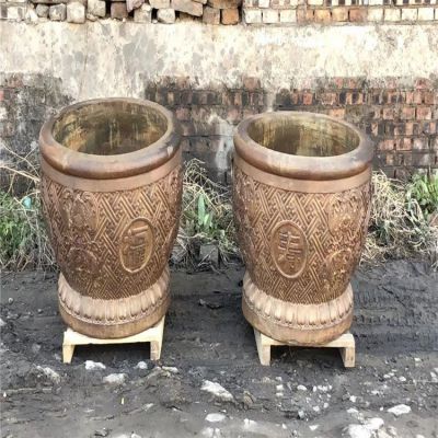 户外庭院浮雕福寿仿古做旧缸