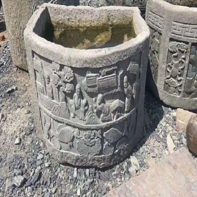 庭院石雕水缸青石做旧仿古浮雕缸博鱼网页版