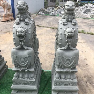 别墅庭院门口仿古石雕门墩抱鼓石汉白玉博鱼网页版室外摆件