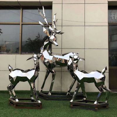 公园景区不锈钢几何镜面鹿博鱼网页版