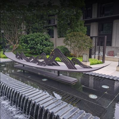 别墅园林喷去景观摆放抽象喷漆不锈钢船博鱼网页版