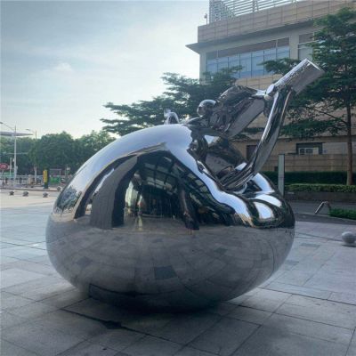 镜面不锈钢户外广场大型抽象苹果博鱼网页版