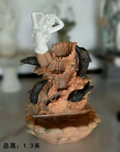 西方文化博鱼网页版 天使晚霞红石雕庭院流水小天使喷泉博鱼网页版