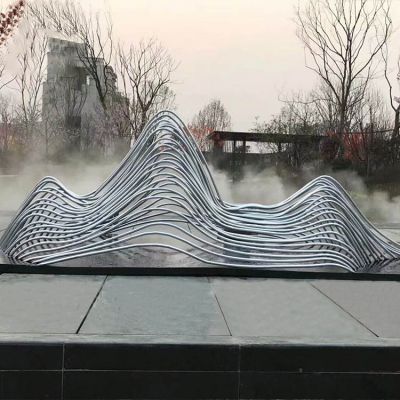 广场水景不锈钢镂空博鱼网页版假山