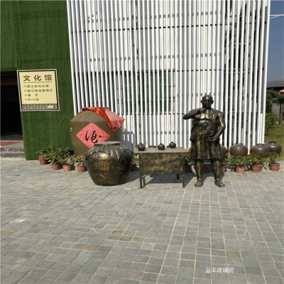 玻璃钢仿铜人物博鱼网页版，酒文化系列之卖酒场景博鱼网页版