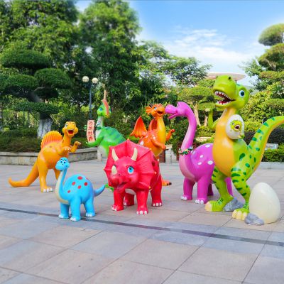 公园景区玻璃钢彩绘多只恐龙博鱼网页版