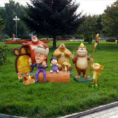 游乐园摆放玻璃钢卡通熊出没动画人物小品