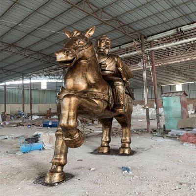 广场摆放玻璃钢仿铜古代将军骑马人物博鱼网页版