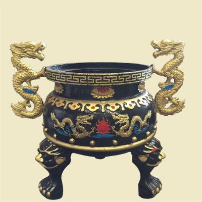 宗教寺庙浮雕双龙户外园林摆件香炉博鱼网页版