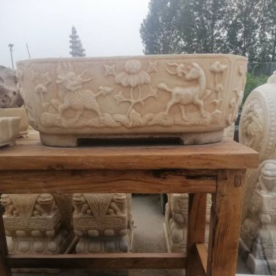 长方形浮雕仿古花盆庭院别墅摆件鱼缸博鱼网页版