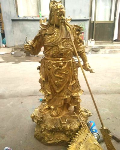 不锈钢漆金景区大型景观装饰品关公博鱼网页版