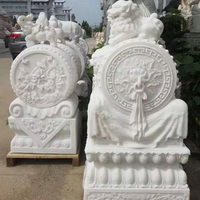 汉白玉大理石石雕门口门墩抱鼓石博鱼网页版