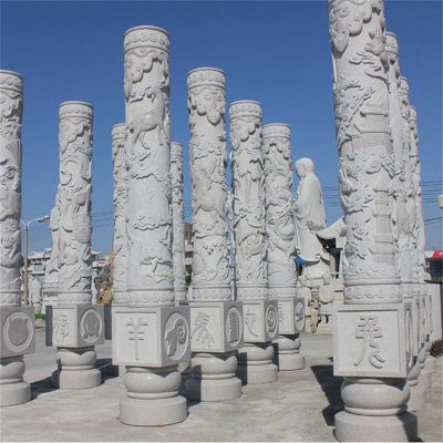 石雕龙柱汉白玉石雕盘龙柱广场博鱼网页版大理石文化柱博鱼网页版