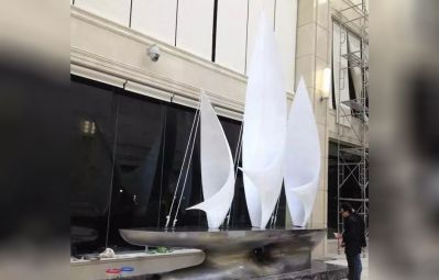 酒店别墅大堂玻璃钢帆镜面不锈钢船博鱼网页版