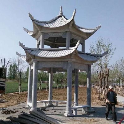 景区公园摆放双层新款大理石凉亭
