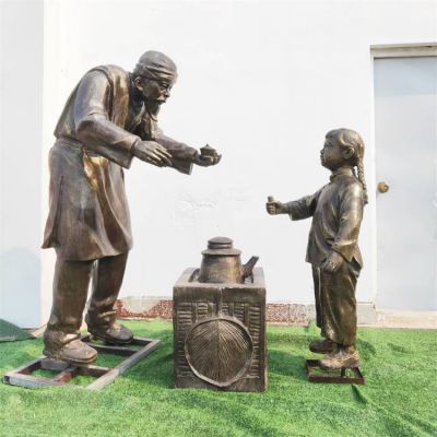 玻璃钢仿铜户外园林情景小品人物博鱼网页版